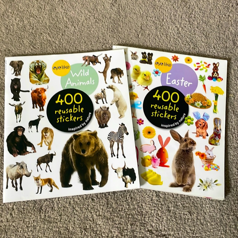 Reusable Collectible Sticker Books : Wild Animals & Easter inspired by nature